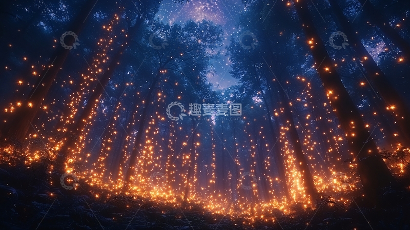 高清大图下载【趣麦麦图】梦幻森林夜景