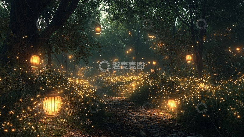 高清大图下载【趣麦麦图】萤火森林小路