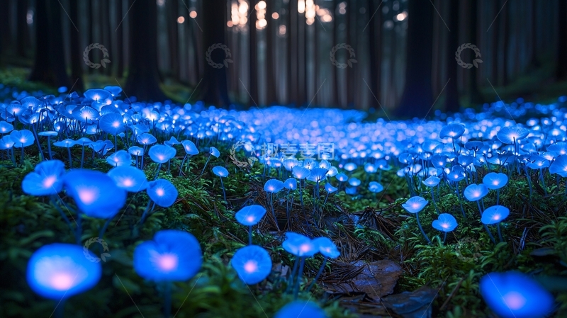 高清大图下载【趣麦麦图】蓝光蘑菇森林