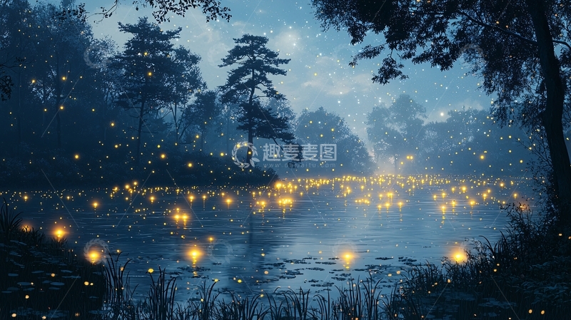 高清大图下载【趣麦麦图】梦幻萤火森林