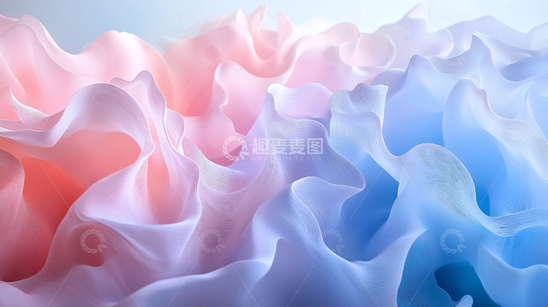高清大图下载【趣麦麦图】梦幻粉色蓝色绸缎质感