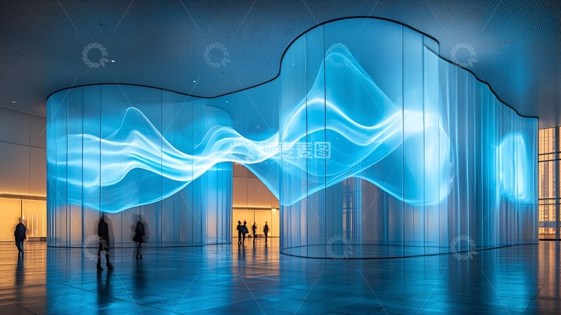 高清大图下载【趣麦麦图】蓝色波浪形LED屏幕
