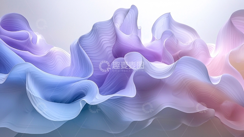 高清大图下载【趣麦麦图】梦幻紫色粉色蓝色绸缎波浪
