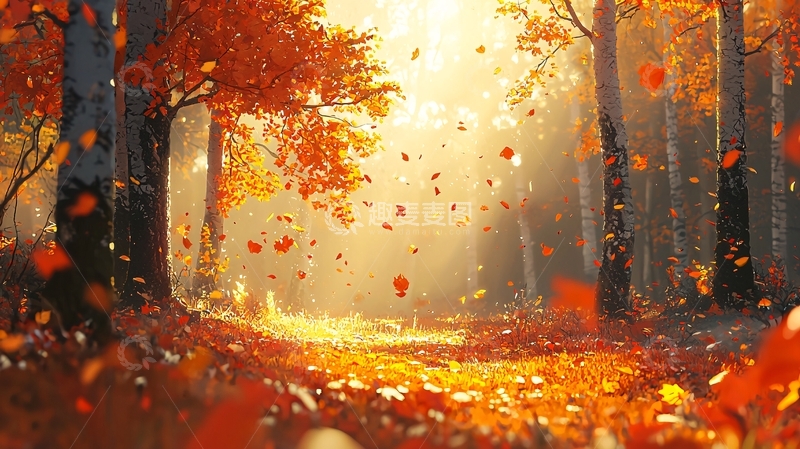 高清大图下载【趣麦麦图】秋日森林落叶