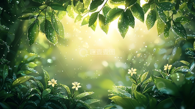 高清大图下载【趣麦麦图】阳光透过绿叶