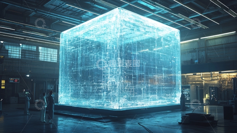 高清大图下载【趣麦麦图】巨型蓝色透明立方体