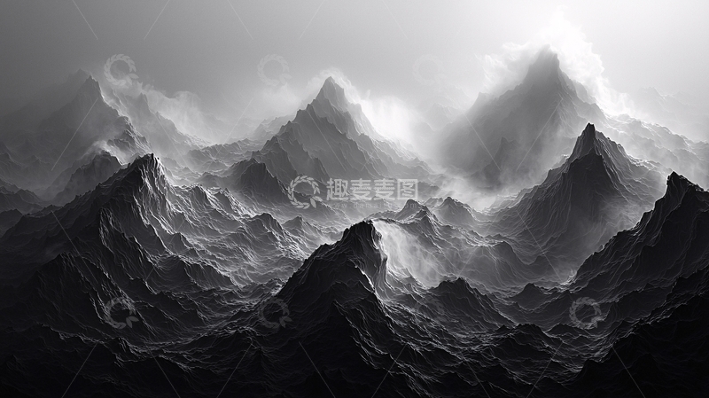 高清大图下载【趣麦麦图】黑白山脉