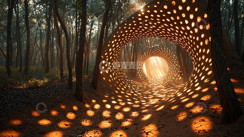 高清大图下载【趣麦麦图】森林光影隧道
