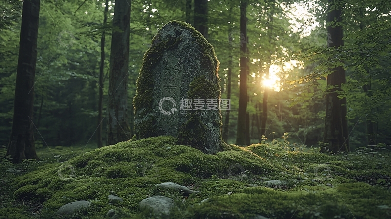 高清大图下载【趣麦麦图】森林石碑
