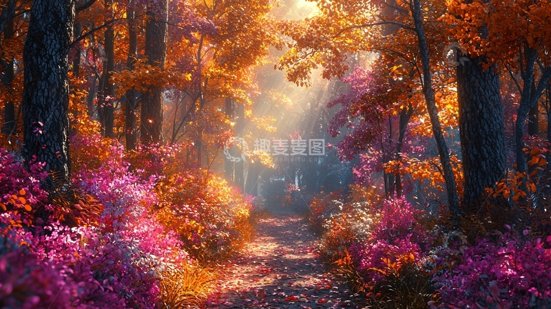 高清大图下载【趣麦麦图】秋日森林小路