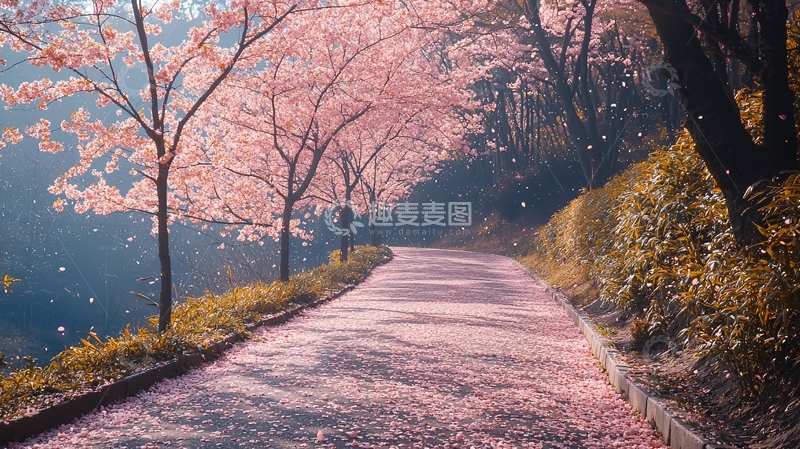 高清大图下载【趣麦麦图】樱花小路