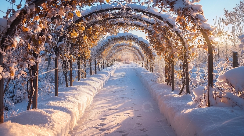 高清大图下载【趣麦麦图】冬季雪景拱门