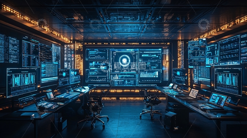 高清大图下载【趣麦麦图】科技感十足的监控室