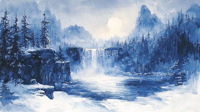 高清大图下载【趣麦麦图】冰雪瀑布山川风景