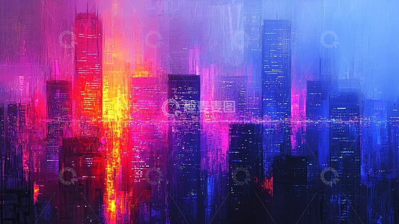 高清大图下载【趣麦麦图】霓虹闪烁的城市夜景