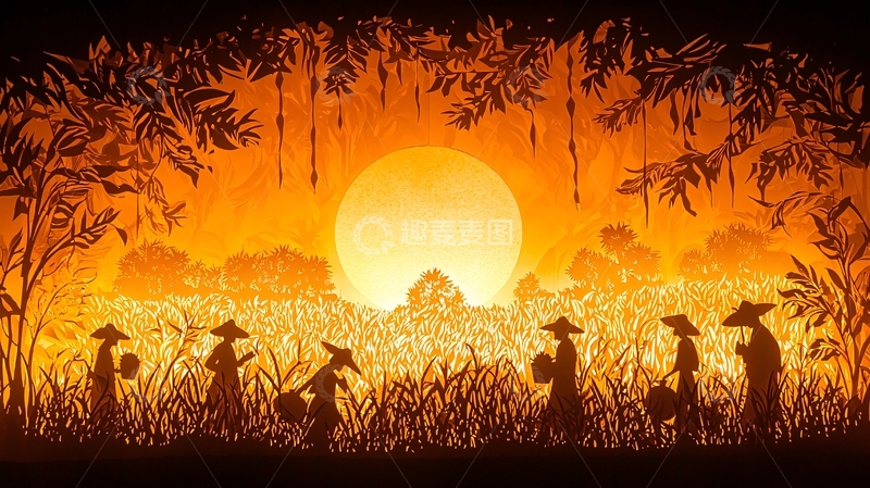 高清大图下载【趣麦麦图】日落剪影
