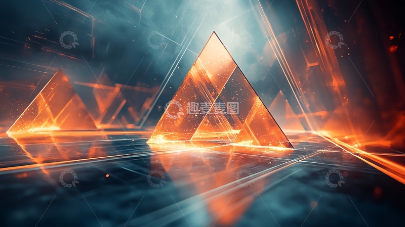 高清大图下载【趣麦麦图】燃烧的三角形几何体