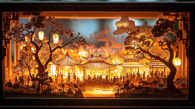 高清大图下载【趣麦麦图】中式夜景灯
