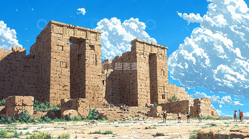 高清大图下载【趣麦麦图】古埃及风格建筑废墟