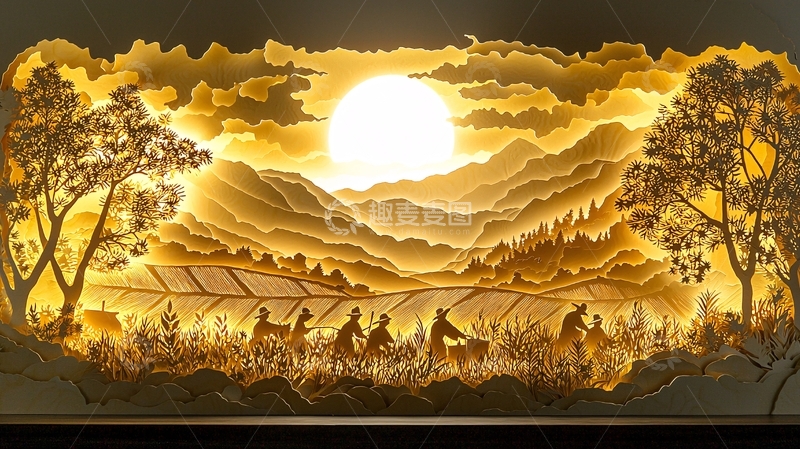 高清大图下载【趣麦麦图】剪纸灯饰