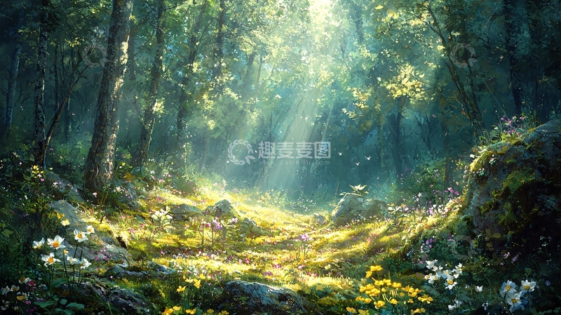 高清大图下载【趣麦麦图】阳光森林小路
