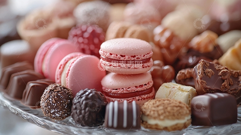 高清大图下载【趣麦麦图】粉色马卡龙与巧克力