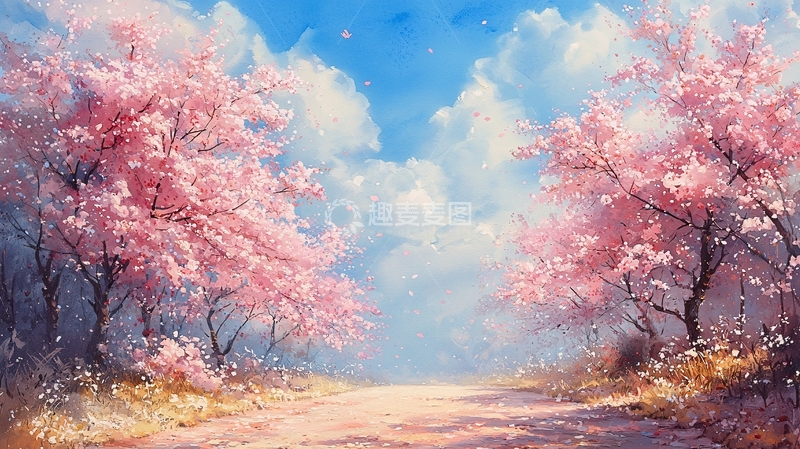高清大图下载【趣麦麦图】春日樱花小路