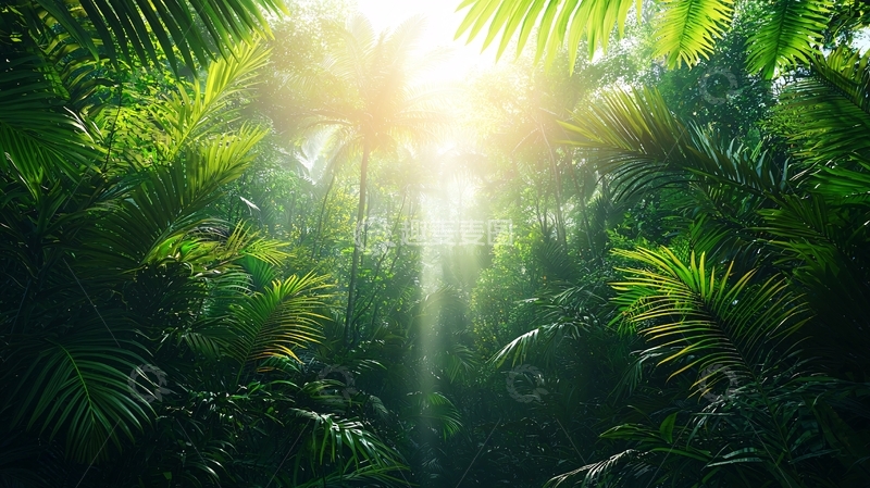 高清大图下载【趣麦麦图】热带雨林阳光穿透