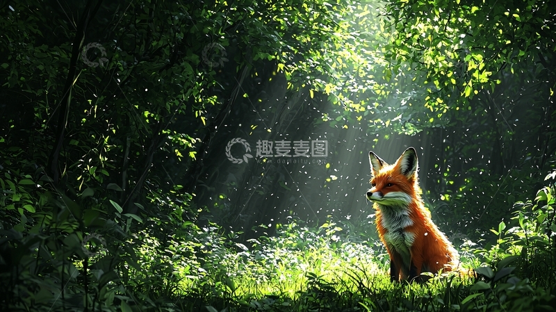 高清大图下载【趣麦麦图】森林里的小狐狸