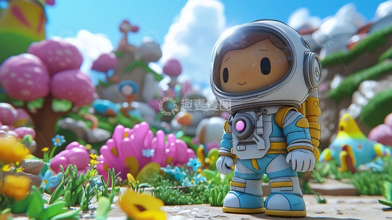 高清大图下载【趣麦麦图】太空宇航员卡通形象