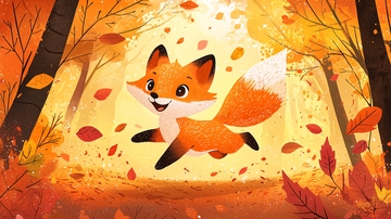 秋天森林里的小狐狸
