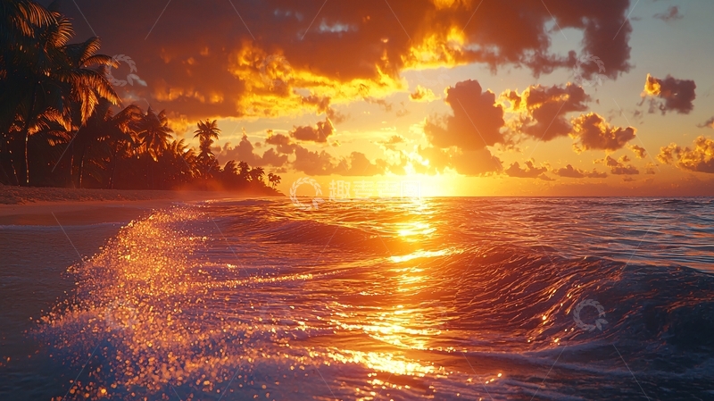 高清大图下载【趣麦麦图】热带海滩日落