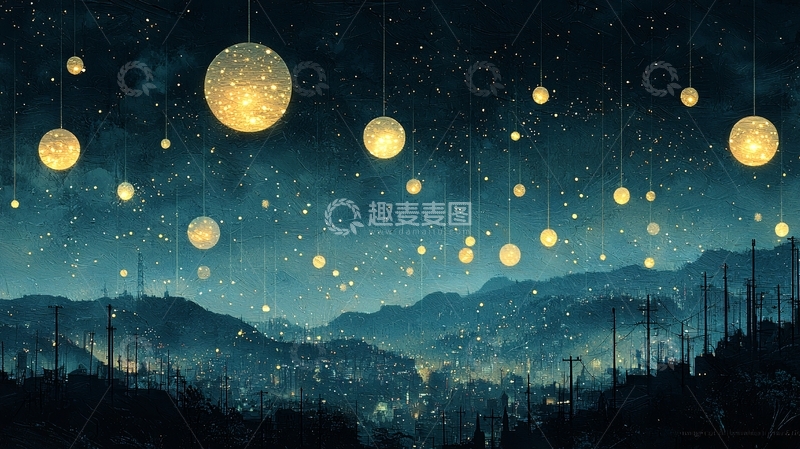 高清大图下载【趣麦麦图】梦幻星空悬挂灯球