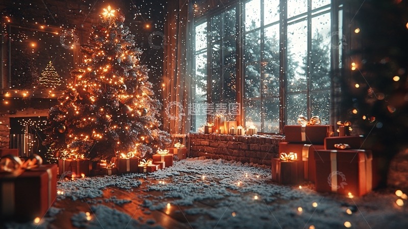 高清大图下载【趣麦麦图】温暖圣诞节氛围灯光装饰