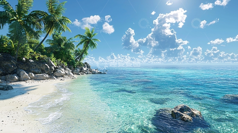 高清大图下载【趣麦麦图】热带海滩椰树风景
