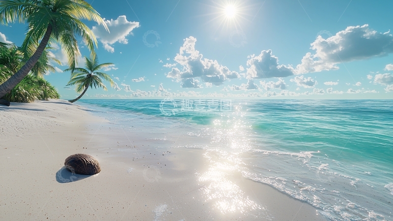 高清大图下载【趣麦麦图】阳光沙滩椰树海景