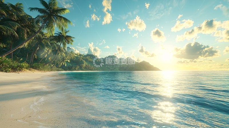 高清大图下载【趣麦麦图】热带海滩日落