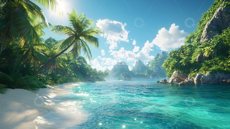 高清大图下载【趣麦麦图】阳光沙滩椰树海景