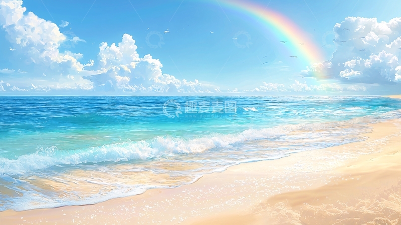 高清大图下载【趣麦麦图】彩虹海滩风景图