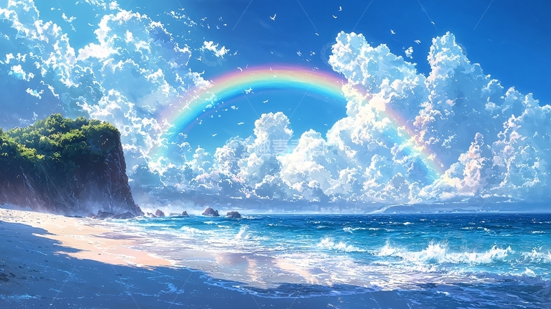高清大图下载【趣麦麦图】彩虹海滩风景