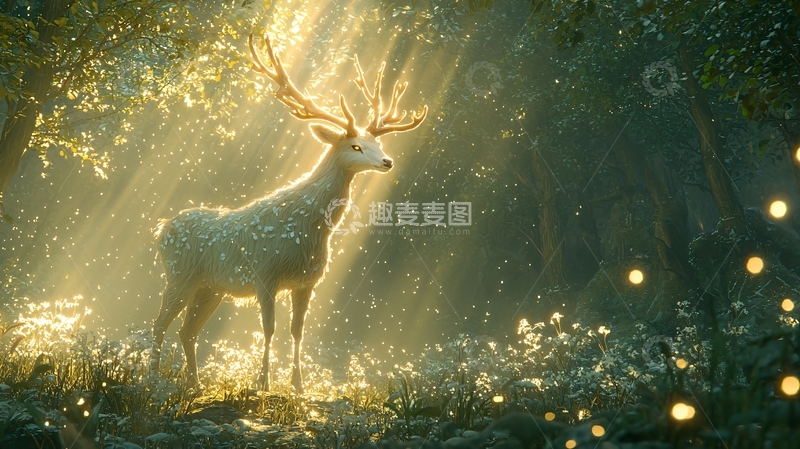 高清大图下载【趣麦麦图】森林精灵鹿
