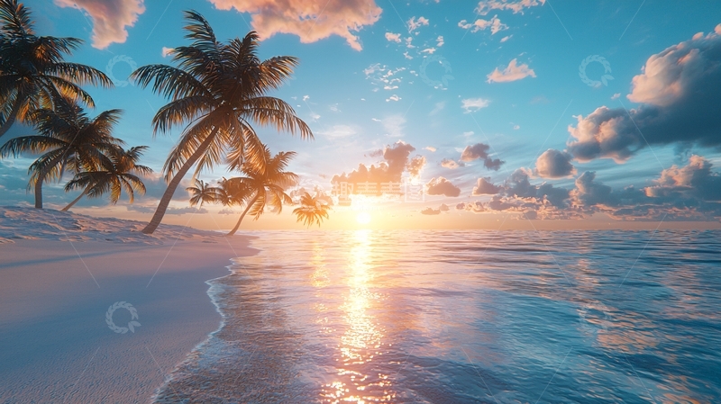 高清大图下载【趣麦麦图】热带海滩日落景色