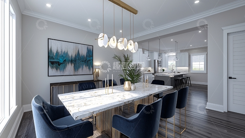 高清大图下载【趣麦麦图】现代简约轻奢餐厅设计