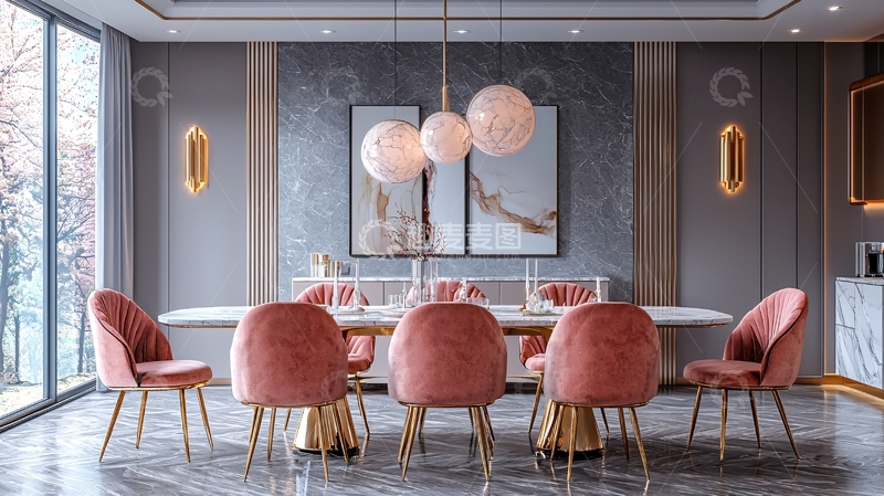 高清大图下载【趣麦麦图】现代轻奢餐厅设计