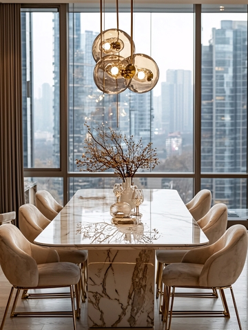 现代轻奢大理石餐桌