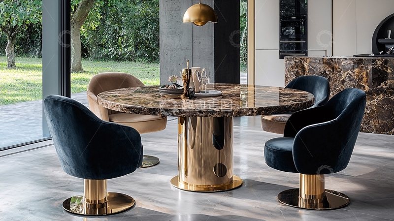 高清大图下载【趣麦麦图】大理石圆形餐桌