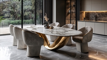现代轻奢大理石餐桌
