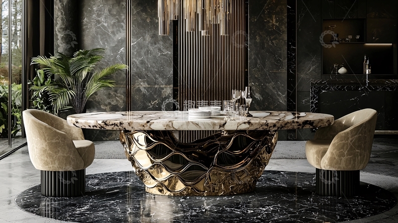 高清大图下载【趣麦麦图】奢华现代化大理石餐桌