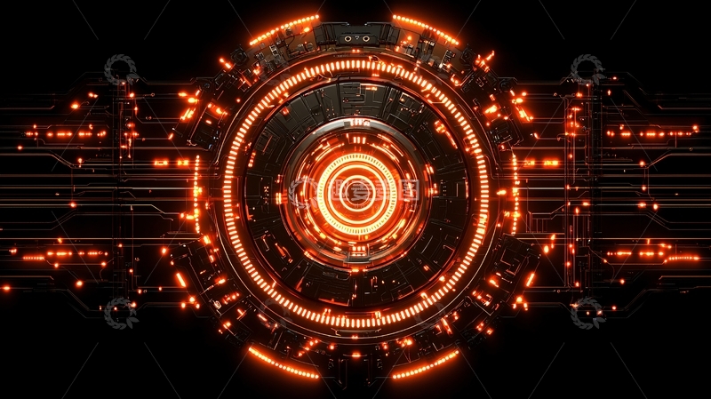 高清大图下载【趣麦麦图】橙色科技感圆形界面