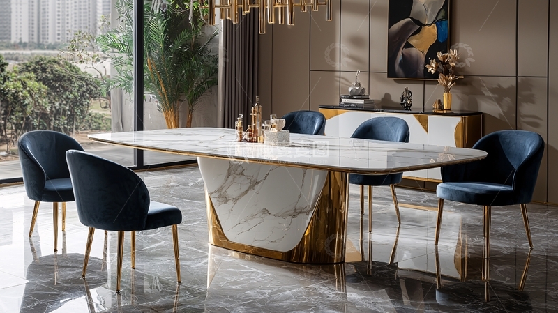 高清大图下载【趣麦麦图】现代轻奢大理石餐桌